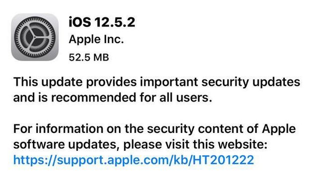 揭阳苹果手机维修分享iOS12.5.2发布，建议所有老苹果用户安装 